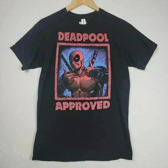 Deadpool‎ Marvel T-Shirt Size Medium Black Graphic Movie EUC - Picture 1 of 14